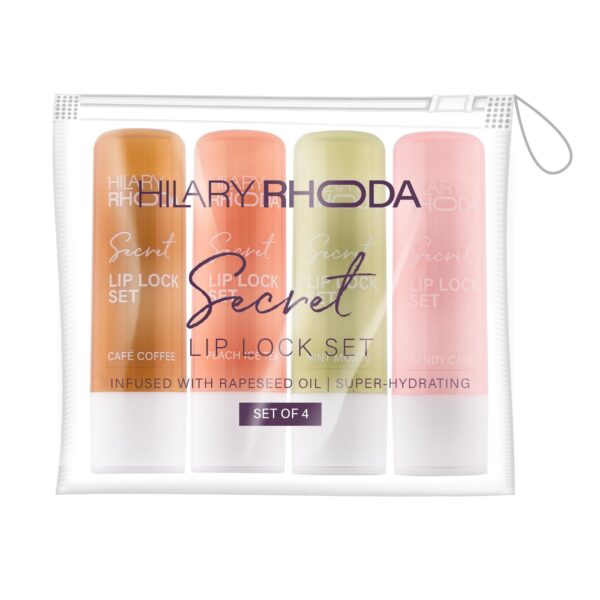 Hilary Rhoda Secret Lip Lock Set | Infused with Rapeseed Oil | Super-Hydrating Lip Balm & Repairs Lips | Cruelty-Free | Keeps Lips Soft & Supple | Set of 4 | 2.6g*4, Multicolor - Fast Shipping to USA & Canada