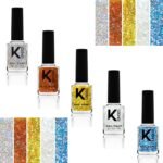 KINDED Nail Paint Long Lasting Lacquer Nail Art Nail Polish Enamel for Girls Women (9 ml each, Glittery Finish, Combo Pack Set of 5 Showstopper Shades Silver Red Golden Ivory Blue 31 to 35) - Fast Shipping to USA & Canada