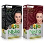 Nisha Cream Hair Color (60gm + 60ml + 18ml Conditioner for Each) Combo Pack of Natural Black & Burgundy Fast Shipping to USA & Canada