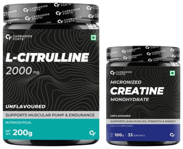 Carbamide Forte L Citrulline Powder Unflavoured - 100 SERVINGS - 200g |Carbamide Forte Micronised Creatine Monohydrate Powder Unflavoured - 83 Servings - 250g - Fast Shipping to USA