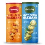 Farmley Roasted Makhana, Peri Peri & Minty Pudina Flavour I 77g Each I Healthy Snack Roasted in Olive Oil | Guilt-Free & Crunchy Munchies | Pack of 2 - Fast Shipping to USA & Canada