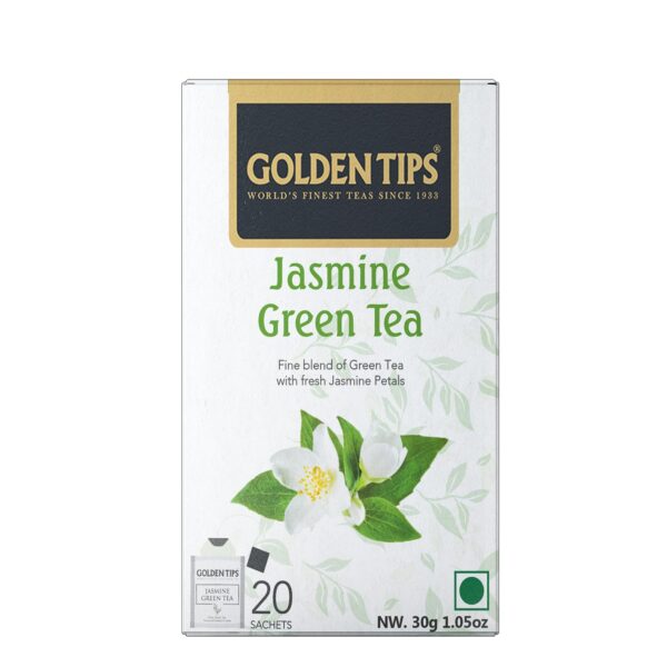 Golden Tips Fresh Blend Green Tea with Jasmine Petals 20 Sachets Teabags - Fast Shipping to USA & Canada