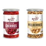 Berries And Nuts Premium Dried Cherries & Dried Mulberries Combo | Dried Cherries 200 Grams and Dried Mulberries 160 Grams | 360 Grams - Fast Shipping to USA & Canada