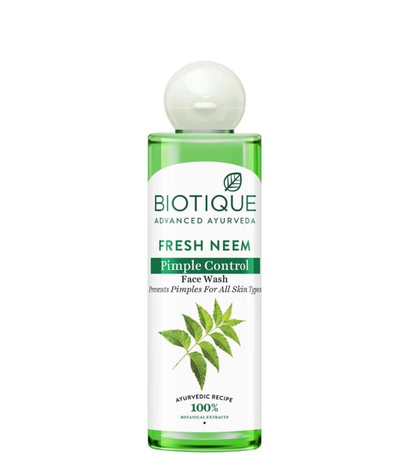 Biotique Fresh Neem Pimple Control Face Wash| Ayurvedic and Organically Pure| Prevents Pimples |100% Botanical Extracts| Suitable for All Skin Types | 200mL - Fast Shipping to USA & Canada