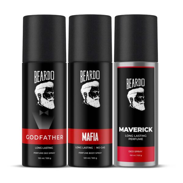 Beardo Godfather, Mafia & Maverick Perfume Body Spray (Set of 3) Citrus Aromatic Spicy | Deodorant | Deo For Men | Long Lasting Perfume| Christmas gift for men | Gift For Friends | Gift for Men - Fast Shipping to USA & Canada
