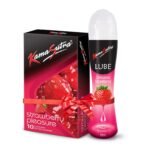 KamaSutra Strawberry Flavoured Condoms for men Count 10 with Strawberry Water Lube Flavoured Lubricant 50ml - Fast Shipping to USA