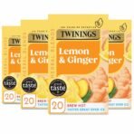 Twinings Lemon & Ginger 20 Single Tea Bags - 4 Pack, 4 X 30 g - Fast Shipping to USA & Canada