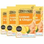 Twinings Lemon & Ginger 20 Single Tea Bags - 4 Pack, 4 X 30 g - Fast Shipping to USA & Canada