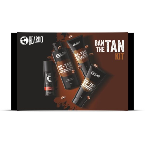 Beardo Ban the Tan Kit | Grooming kit for men | Detan Facewash | Detan Bodywash | Detan Face Scrub | Whisky smoke perfume body spray for men | Gift Hamper for Men | Gift for husband | Gift for boyfriend - Fast Shipping to USA & Canada