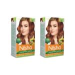 Nisha Cream Hair Colour 4.3 GOLDEN BROWN (60gm + 60ml + 18ml Nisha Conditioner with Natural Herbs 100% Grey Hair Coverage Suitable for Hair Highlights) Pack of 2 - Fast Shipping to USA & Canada