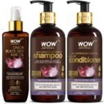 WOW Skin Science Ultimate Onion Oil Hair Care Kit for Hair Fall Control - Shampoo 300ml + Conditioner 300ml + Onion Hair Oil 200ml - Fast Shipping to USA & Canada