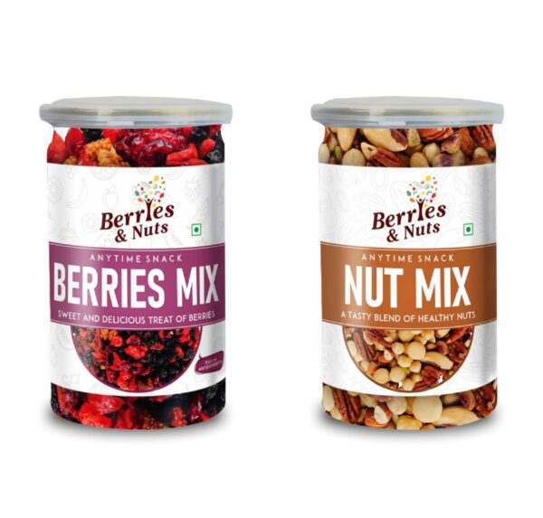 Berries And Nuts Premium Berries Mix & Nut Mix Combo | Berries Mix 200 Grams and Nut Mix 200 Grams | 400 Grams - Fast Shipping to USA & Canada