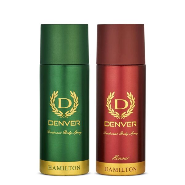 DENVER Hamilton Deo + Honour Deo - 165ML Each (Combo Set of 2) | Long Lasting Deodorant Body Spray For Men