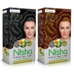Nisha Cream Hair Color Combo Pack 120g, Natural Black and Golden Brown, Permanent Hair Color for Women and Men - Fast Shipping to USA & Canada