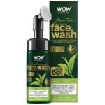 WOW Skin Science Green Tea Foaming Face Wash with Built-In Face Brush - for Treating Acne and Unclogging Pores - 150mL - Fast Shipping to USA & Canada