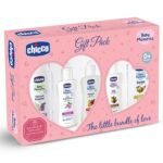 Chicco Baby Moments Baby Essentials Gift Pack (Pink) with 5 Baby Skincare & Haircare Products | Baby Care Gift Set for Newborn Baby Shower, New Parents, and Birthdays | Phenoxyethanol Free - Fast Shipping to USA & Canada