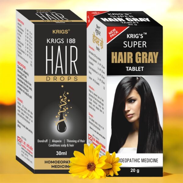 KRIG'S 188 Hair Drops Homeopathic 30ml & Tablet 20gm HAIR GROWTH COMBO - Fast Shipping to USA