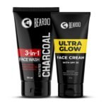 Beardo Activated Charcoal Face Wash, 100ml and BEARDO Ultraglow Face Cream SPF 30 for Men, 60g Combo - Fast Shipping to USA & Canada