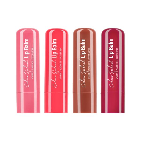 Hilary Rhoda Colour Splash Lip Balm | Moisturizing Lip Treatment with Vitamin E & Cocoa Butter | With SPF-15 | For Dry Chapped Lips | Intense Hydration | 4 Unique Lip balm for All Skin Needs | Pack of 4 - 3g - Fast Shipping to USA & Canada