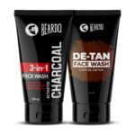 Beardo DETAN & CHARCOAL Face Wash for Men (100ml x 2) | Facewash Combo that Removes Dirt & Reduces Tan | Goodness of Activated Charcoal & Coffee along with Aloe Vera provides Moisturization to Men's Skin - Fast Shipping to USA & Canada