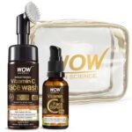 WOW Skin Science Brightening Vitamin C Foaming Face Wash Built-In Brush with Vitamin C Face Serum Kit - No Parabens, Sulphates, Silicones - Net Vol 180mL - Fast Shipping to USA & Canada