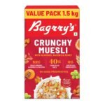 Bagrry's Crunchy Muesli 1.5kg Box| 40% Fibre Rich Oats with Bran | 82% Multi Grains, Almonds, Raisins & Honey | Breakfast Cereal | All Natural Muesli - Fast Shipping to USA & Canada