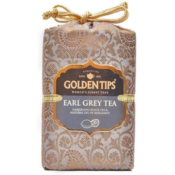 Golden Tips -Darjeeling Earl Grey Loose Leaves Black Tea Brocade Bag (100 Gram, 50 cups) - Fast Shipping to USA & Canada
