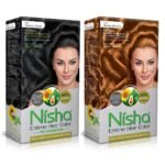 Nisha Cream Hair Color (60gm + 60ml + 18ml Conditioner for Each) Combo Pack of Natural Black & Honey Blonde Fast Shipping to USA & Canada