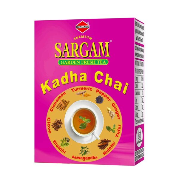 DUNCANS FINEST HAND - PICKED LEAF TEA Sargam Kadha Chai With Turmeric, Pepper, Ginger, Tulsi, Mulethi, Ashwagandha, Clove And Cinnamon | Chai & 9 Aromatic Spices | Masala Chai | 200 Gm Pack, Granules - Fast Shipping to USA & Canada