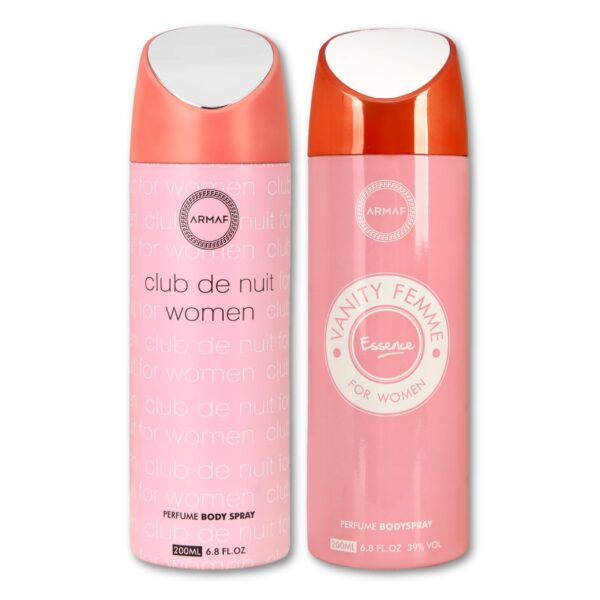 ARMAF Club De Nuit & Vanity Femme Essence Body Spray for Women, 200 ml, Pack of 2 - Fast Shipping to USA & Canada