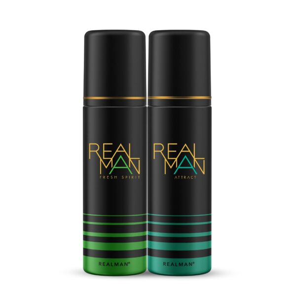 FOGG Men Realman Aerosol Fresh Scent Deodorant Sprit + Attract, 400Ml (Pack Of 2) - Fast Shipping to USA & Canada