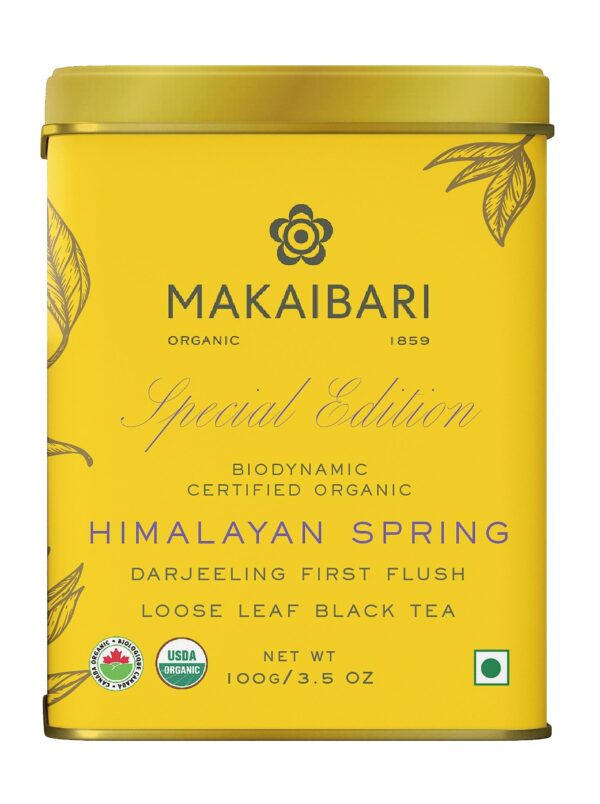 Makaibari Himalayan Spring, Special Edition First Flush Black tea 100 gm Loose Leaf First Flush Black Tea | USDA Organic Certified Darjeeling Black Tea | Single Estate Loose Leaf Tea - Fast Shipping to USA & Canada