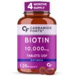 Carbamide Forte Biotin 10000mcg for Hair Growth, Skin & Nails - 120 Veg Tablets - Fast Shipping to USA