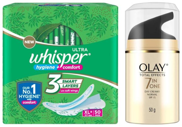 Olay Total Effects Day Cream with SPF 15 and Olay Total Effects Night Cream | Fights 7 Signs of Ageing | With Niacinamide and Green Tea Extracts | Normal, Oily, Dry, Combination Skin | 50g - Fast Shipping to USA & Canada
