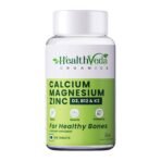 HEALTH VEDA ORGANICS PRIVATE LIMITED Calcium, Magnesium, Zinc with Vitamin D3 & B12, 1000mg I 60 Veg Tablets|Support Strong Bones, Joints & Muscles|For Both Men & Women, 1 count, 60 capsules - Fast Shipping to USA