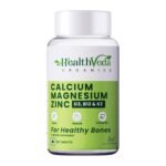 HEALTH VEDA ORGANICS PRIVATE LIMITED Calcium, Magnesium, Zinc with Vitamin D3 & B12, 1000mg I 60 Veg Tablets|Support Strong Bones, Joints & Muscles|For Both Men & Women, 1 count, 60 capsules - Fast Shipping to USA