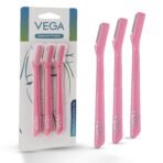 Vega Eyebrow Shaper for Women - Pack of 3 Reusable Face Razor, Painless Facial Hair Removal, Razor for Face, Eyebrows, Upper Lips, Chin, Side Locks, Forehead, (ESS-01) - Fast Shipping to USA & Canada