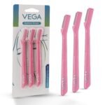 Vega Eyebrow Shaper for Women - Pack of 3 Reusable Face Razor, Painless Facial Hair Removal, Razor for Face, Eyebrows, Upper Lips, Chin, Side Locks, Forehead, (ESS-01) - Fast Shipping to USA & Canada