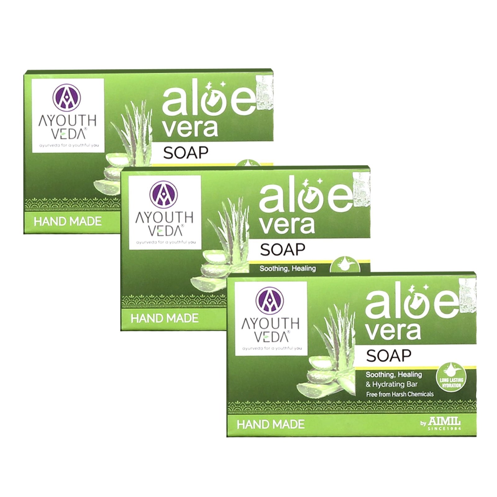 71Wu1be0XgL-1.jpg Ayouthveda Aloe Vera Bathing Bar for Nourishes & Hydrate the Skin (Pack of 3, 125g each) - Fast Shipping to USA & Canada - Image 1