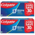 Colgate Strong Teeth, 500g (Combo Pack of 2), India's No: 1 Toothpaste Brand, Calcium-boost for 2X Stronger Teeth, Prevents cavities, Whitens Teeth, Freshens Breath - Fast Shipping to USA & Canada