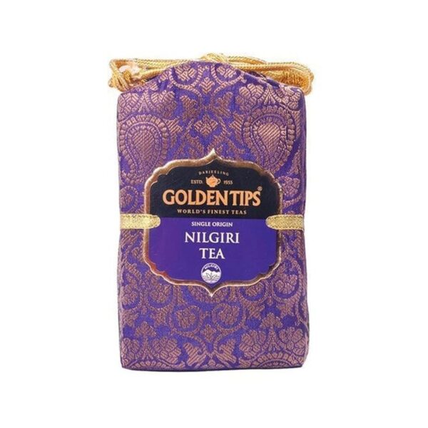 Golden Tips Nilgiri Black Tea Loose Leaves Brocade Bag (100 Gram, 50 cups) - Fast Shipping to USA & Canada