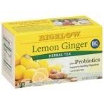 Bigelow Tea Lemon Ginger Plus Probiotics Herbal Tea With Freshness & Aroma Caffeine Free 18 Tea Bags Net Wt 1.31oz (37gm) - Fast Shipping to USA & Canada