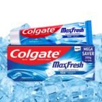 Colgate MaxFresh 300g (150g x 2, Pack of 2) Toothpaste, Blue Gel Paste with Menthol for Super Fresh Breath (Peppermint Ice, Saver Pack) - Fast Shipping to USA & Canada