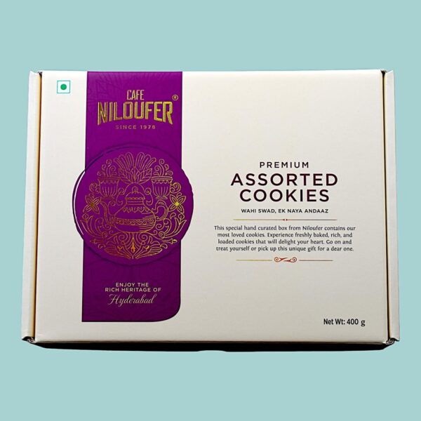 Cafe Niloufer Assorted Cookies 400 g | Osmania Biscuits | Fruit Biscuits | Honey Oats Biscuits | Dry fruit Biscuits | Butter Almond Biscuits | Chocochip Biscuits - Fast Shipping to USA & Canada