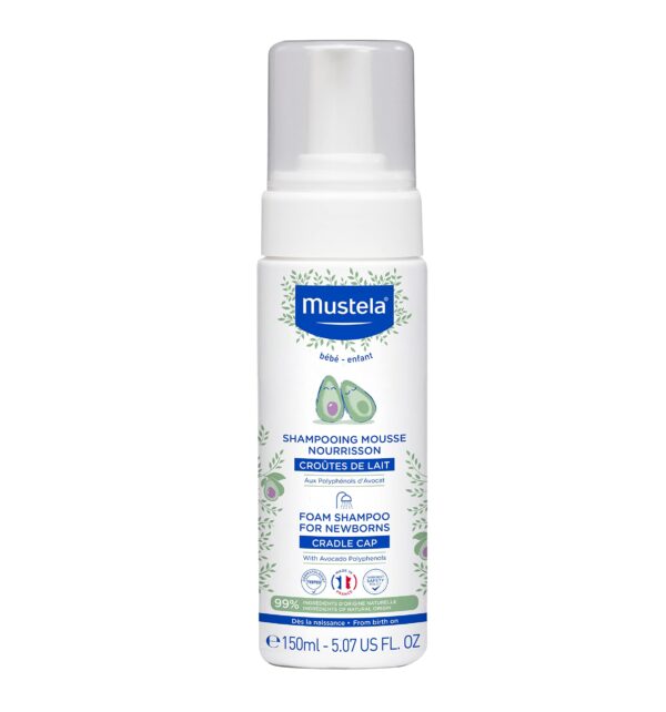 Mustela Foam Shampoo for Newborns - Tear-Free Baby Shampoo with Natural Avocado Perseose - Reduces Cradle Cap Flakes - 150ml - Fast Shipping to USA & Canada