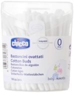 Chicco Cotton Buds, 160 Pieces | For Baby Ear Cleaning | Made Of Paper Stem | Safe and Hygienic | Biodegredable
