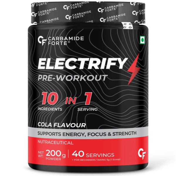 Carbamide Forte Pre Workout for Men & Women | Pre Workout Supplement Powder | Preworkout Supplements For Men For Energy, Focus & Strength | Pre-Workout For Men & Women Cola Flavour | Pre Workout Powder For Workout | Pre-Workout Supplements For Men For Gym | Pre Workout For Women With 40 Servings - 200g Cola Flavour Powder - Fast Shipping to USA
