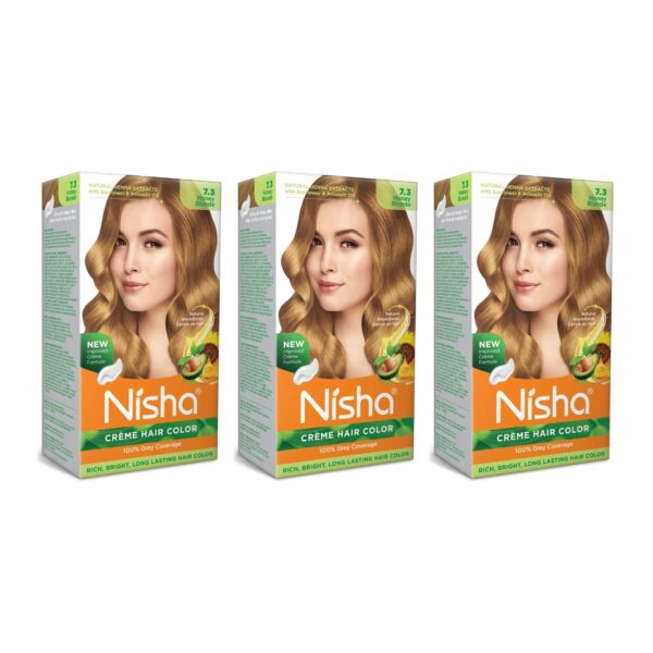 Nisha Cr?me Blonde Hair Color, 7.3 Honey Blonde, 90ml + 60gm, (Pack of 3) ? - Fast Shipping to USA & Canada