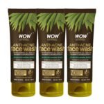 WOW Skin Science Anti Acne Neem Face Wash|Neem Leaf Extract, Tea Tree Oil|For Pimples|All Skin Types|Bright, Clear Skin|Paraben & Sulphates Free|100 ml|Pack of 3 - Fast Shipping to USA & Canada