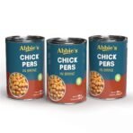 Abbie's Chick Peas 1200 Gm (400 Gm X 3 Units), Precooked Chickpeas Best For Indian Curry, Salad, Boiled, Ready To Eat & Ready To Cook Chickpeas (Set Of 3) - Fast Shipping to USA & Canada